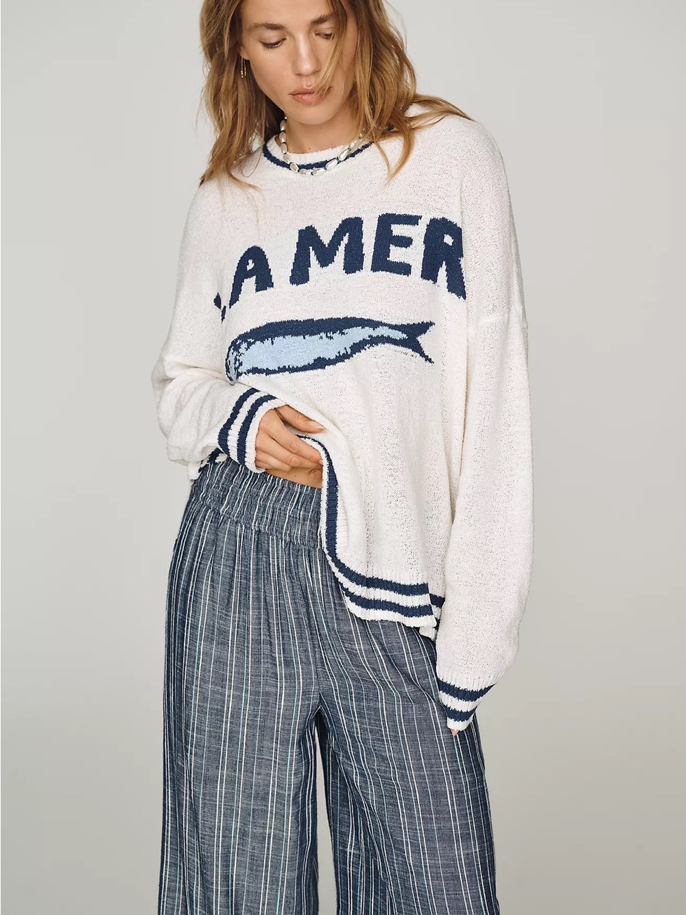 NWT Anthropologie Show Me Your Mumu La Mer Nautical Fish Sweater Size Small